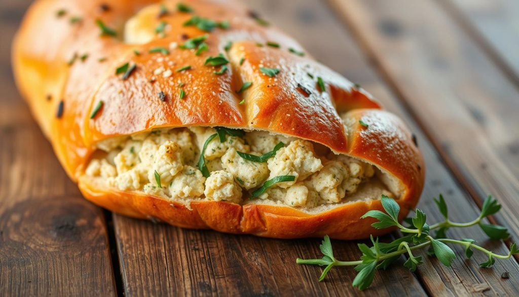 pão vegano com tofu