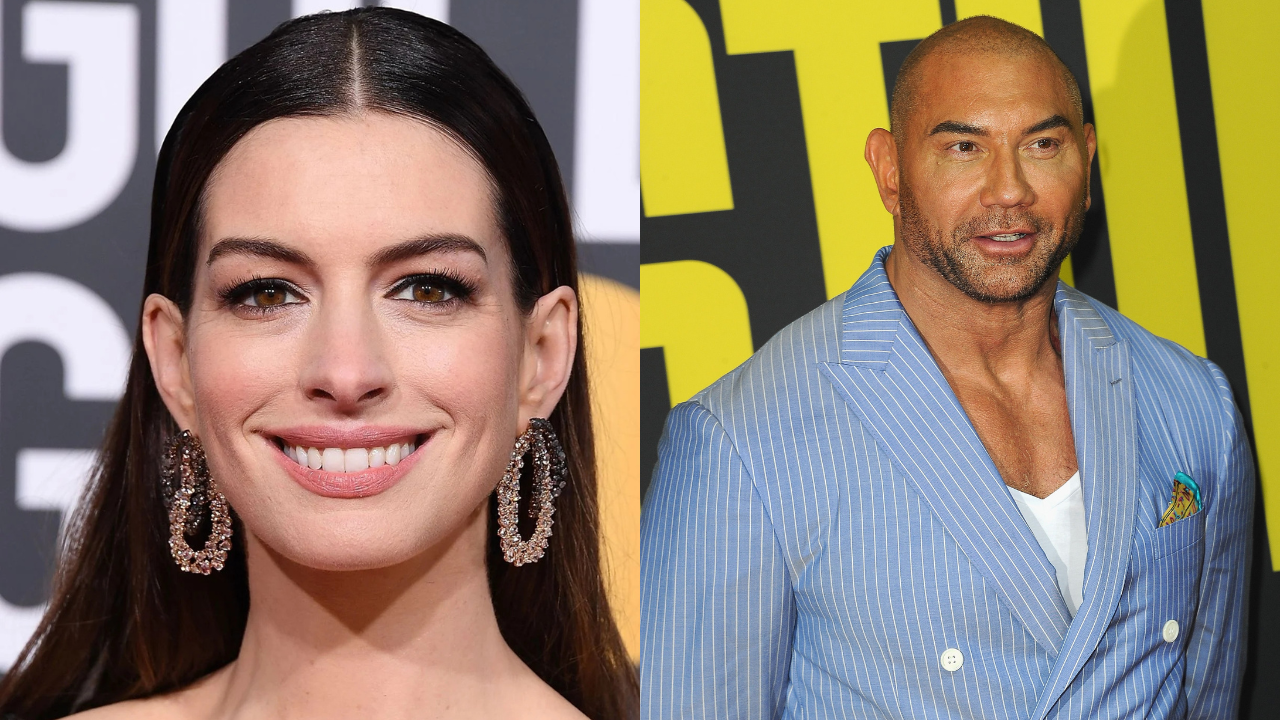 Foto destaque: Anne Hathaway e Dave Bautista (reprodução/flipboard/adorocinema)