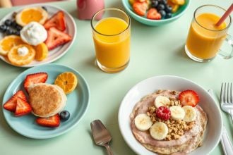 Receitas saudáveis para o café da manhã de crianças.