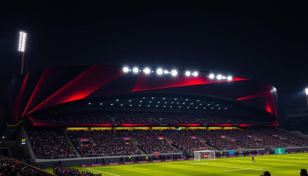 arquitetura e iluminação no estádio do Flamengo