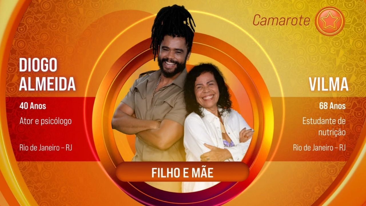 Diogo Almeida e a mãe Vilma são confirmados como a quinta dupla a integrarem o elenco do BBB25