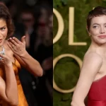 Zendaya e Emma Stone no tapete vermelho do Globo de Ouro