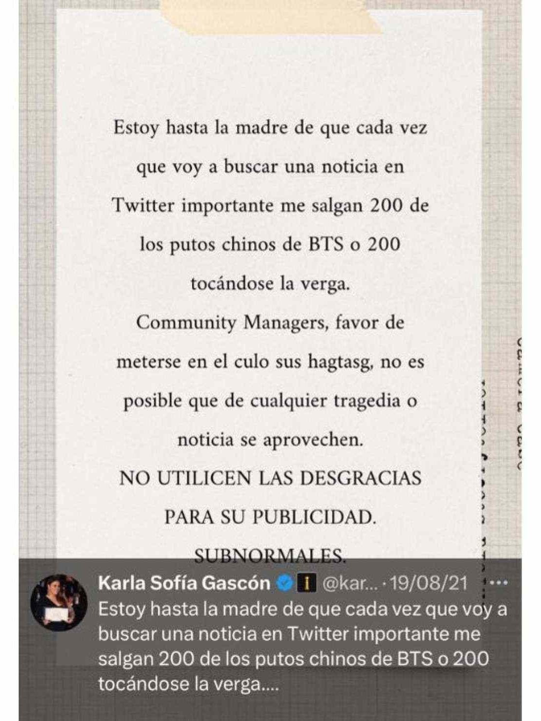 Karla Sofía Gascón Tweets