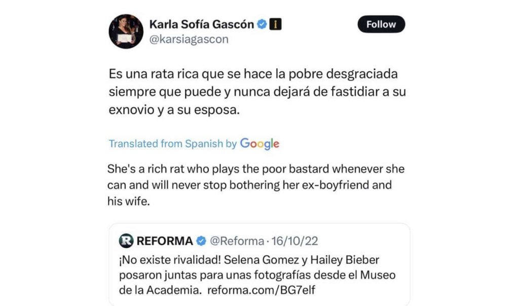 Karla Sofía Gascón Tweets