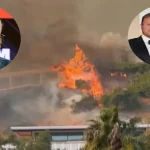 Foto destaque: Incêndio em Hollywood obriga famosos a evacuarem suas casas. (Reprodução/X/@RealJamesWood)