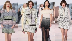 Mini saia é tendência no desfile da Chanel na Semana da Alta-Costura