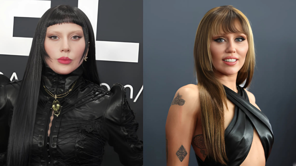 Lady Gaga e Miley Cyrus estreiam novo estilo no tapete vermelho do Grammy 2025