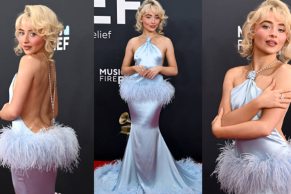 Sabrina Carpenter aposta em look clássico para o Grammy