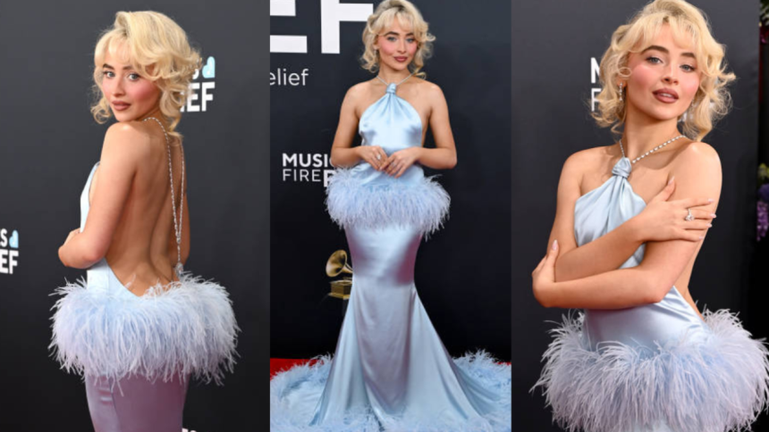 Sabrina Carpenter aposta em look clássico para o Grammy