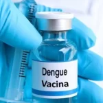 Profissional de saúde administrando vacina contra a dengue