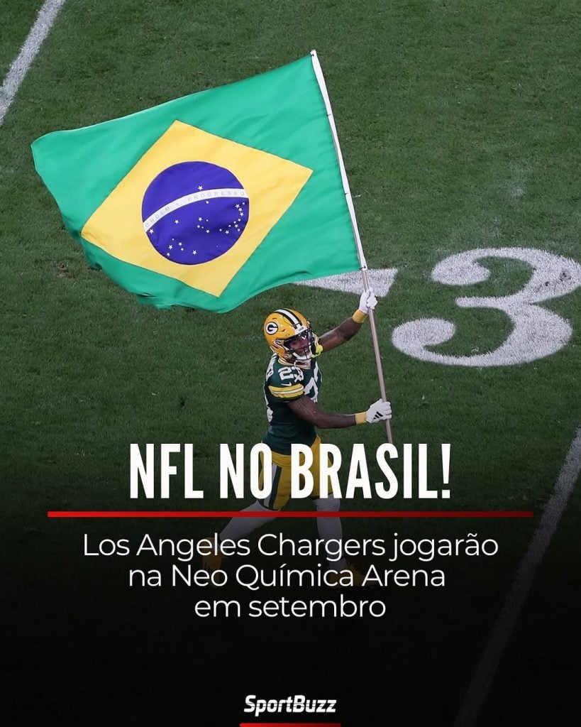 Imagem de divulgação da próxima partida de NFL no Brasil