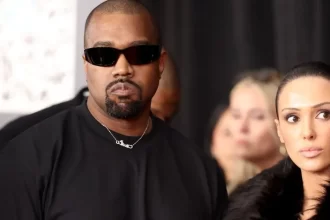 Kanye West e Bianca no tapete vermelho do Grammy