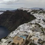 Ilha de Santorini vista de cima