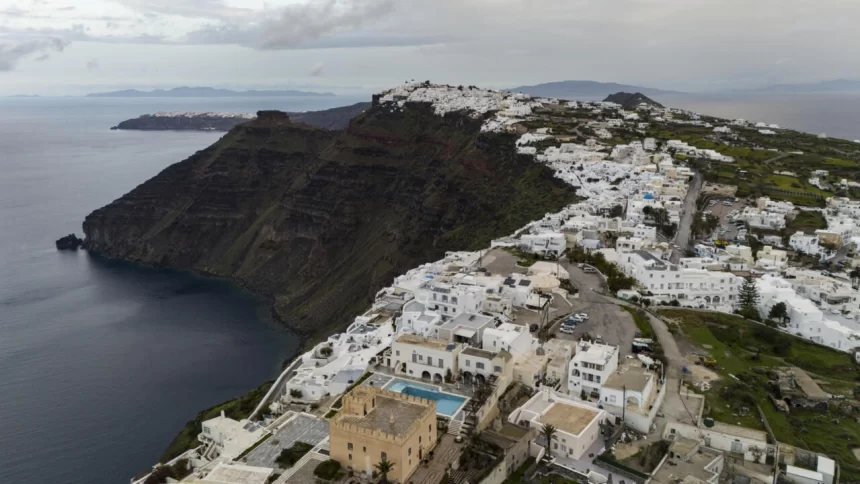 Ilha de Santorini vista de cima