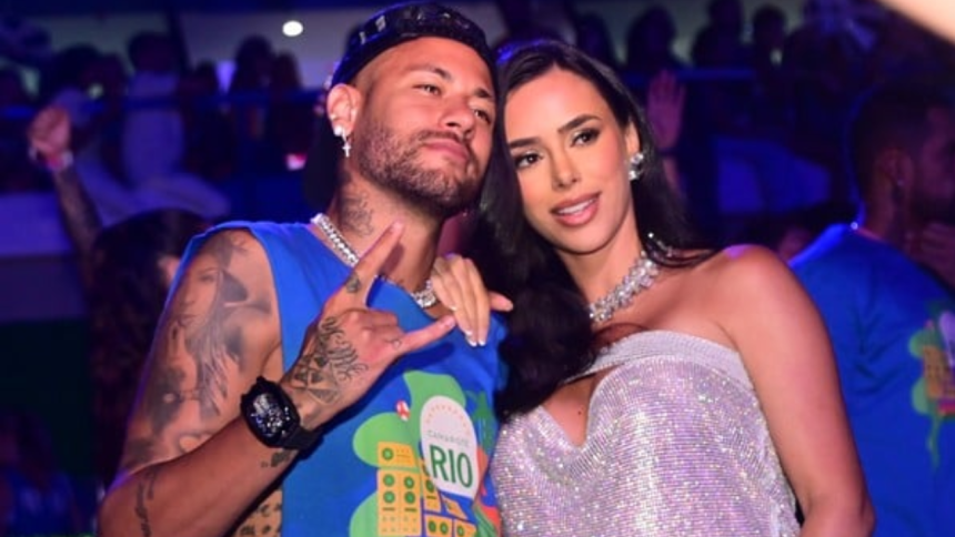 Neymar e Bruna Biancardi aproveitam folia em camarote na Sapucaí