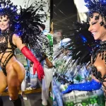 Viviane Araujo brilha no Sambódromo como rainha de bateria da Mancha Verde