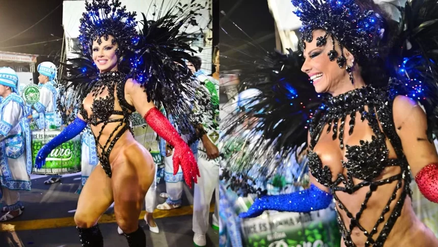 Viviane Araujo brilha no Sambódromo como rainha de bateria da Mancha Verde