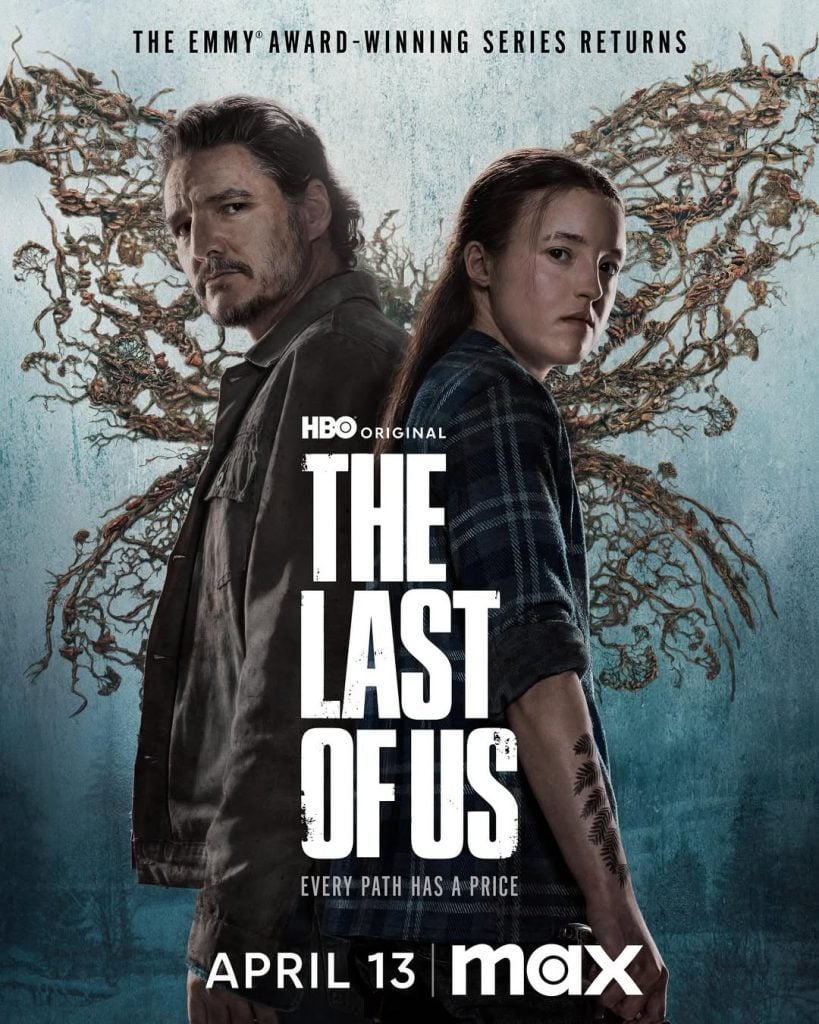 Pôster de The Last Of Us com Ellie (Bella Ramsey) e Joel (Pedro Pascal)