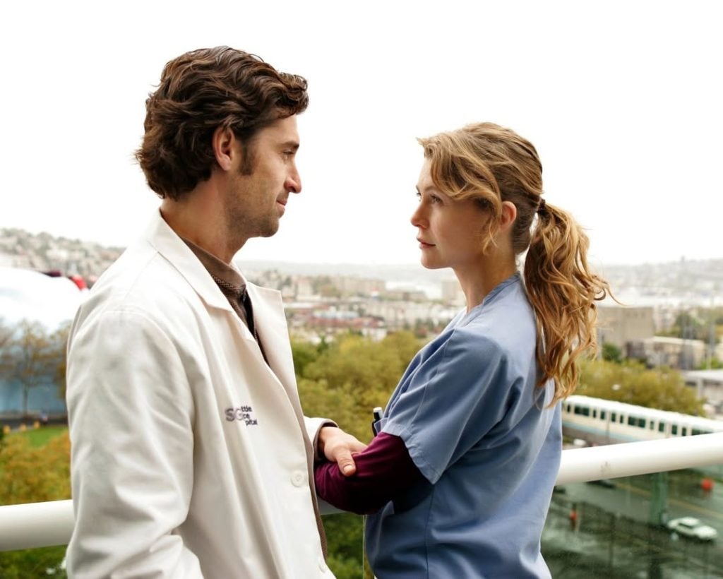 Ellen Pompeo e Patrick Dempsey como Meredith Grey e Derek Shepard