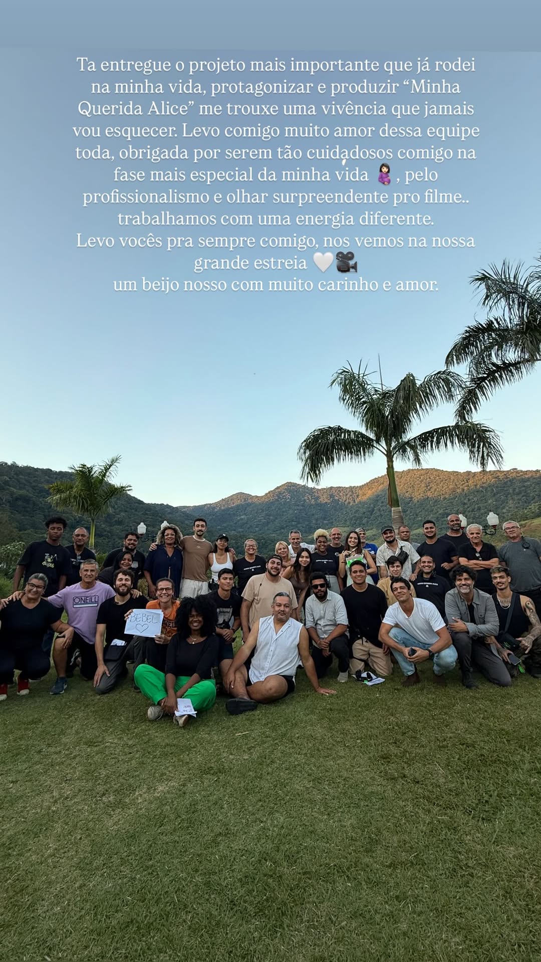 Rafa Kalimann celebra conclusão de “Minha Querida Alice”