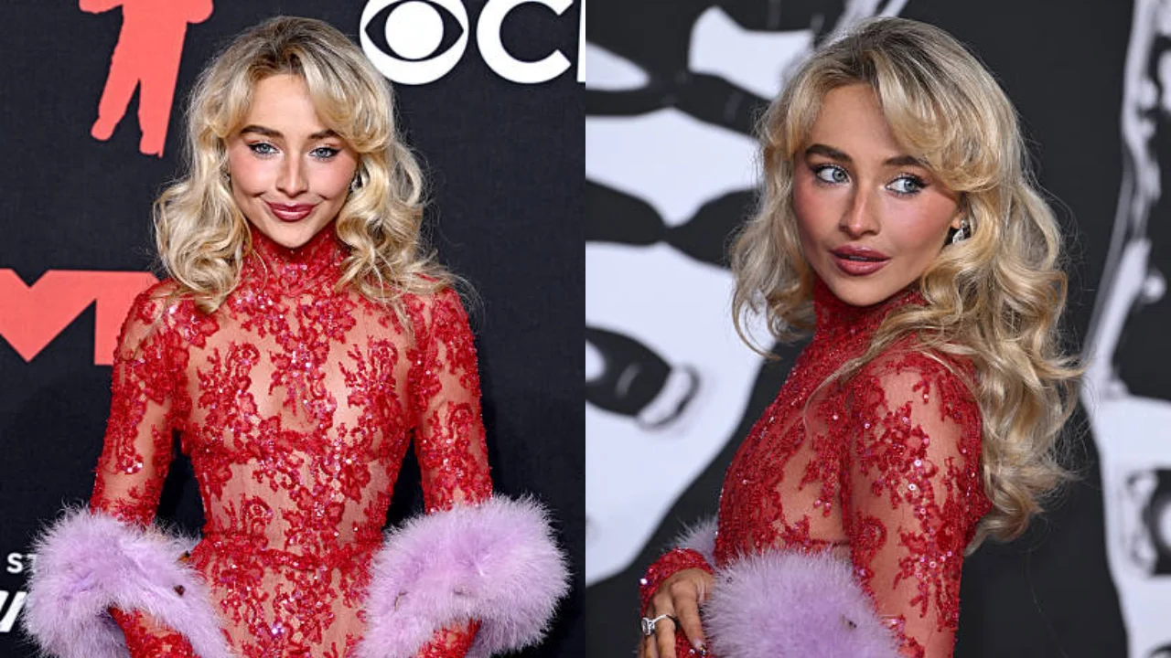 Sabrina Carpenter brilha no VMA 2025 com vestido vermelho deslumbrante