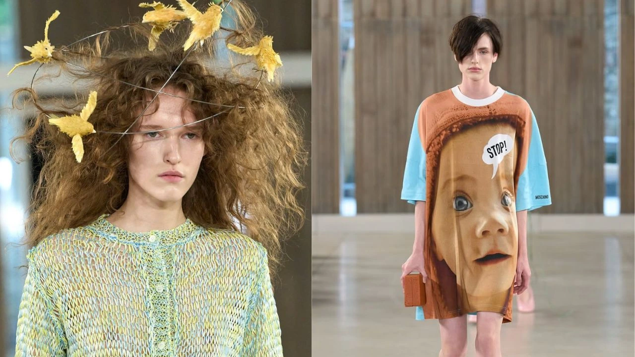 Moschino utiliza upcycling e cores neutras para a coleção de verão 2026