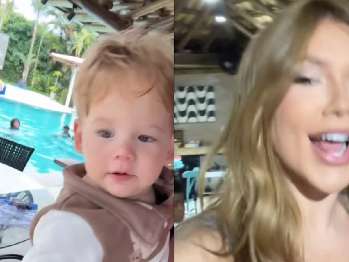 Flagra em foto de Virginia entrega presença da família de Vinicius Jr. em sua mansão José Lwonardo fundo piscina irmão e sobrinha vinicius jr na piscina ,roupa marrom e branca josé virginia só a foto do rosto fundo mesa e cadeiras