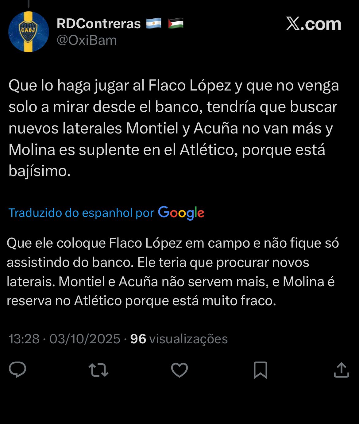 Comentario de um torcedor sobre a convocação 