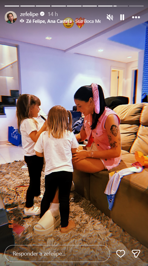 Zé Felipe posta foto de Ana Castela com suas filhas