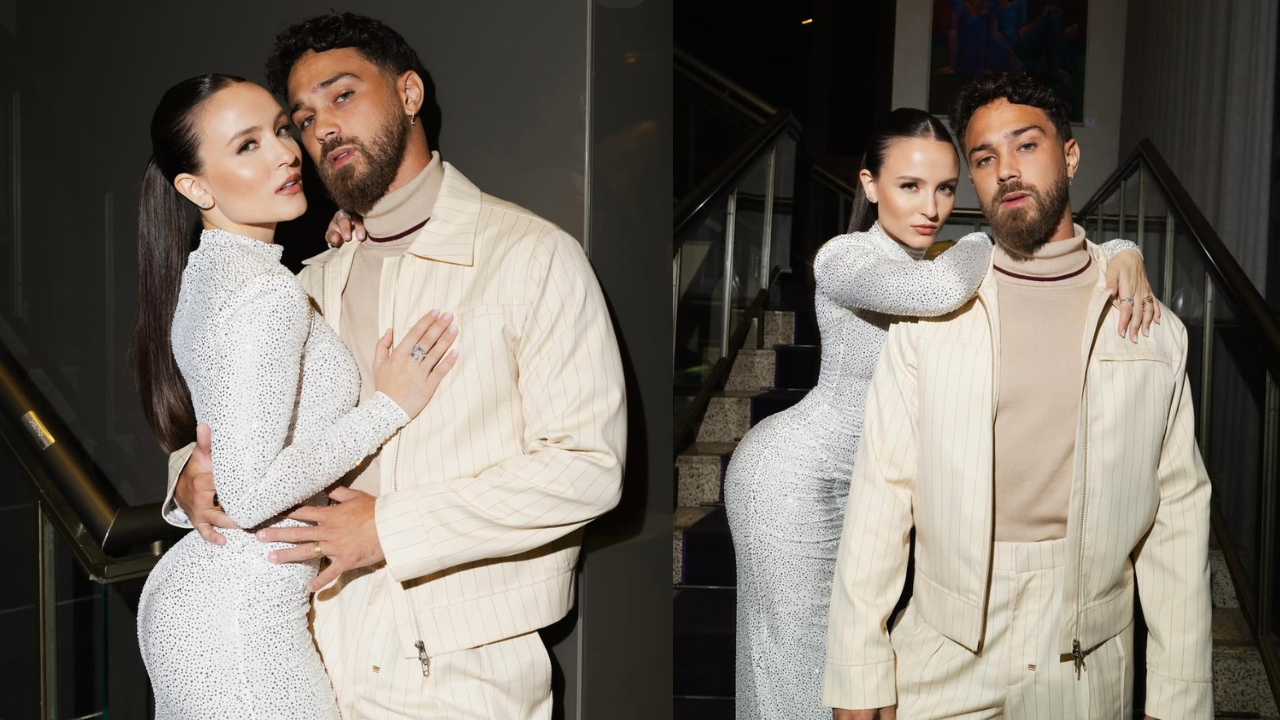 Larissa Manoela e André Luiz Frambach brilham com looks em estreia