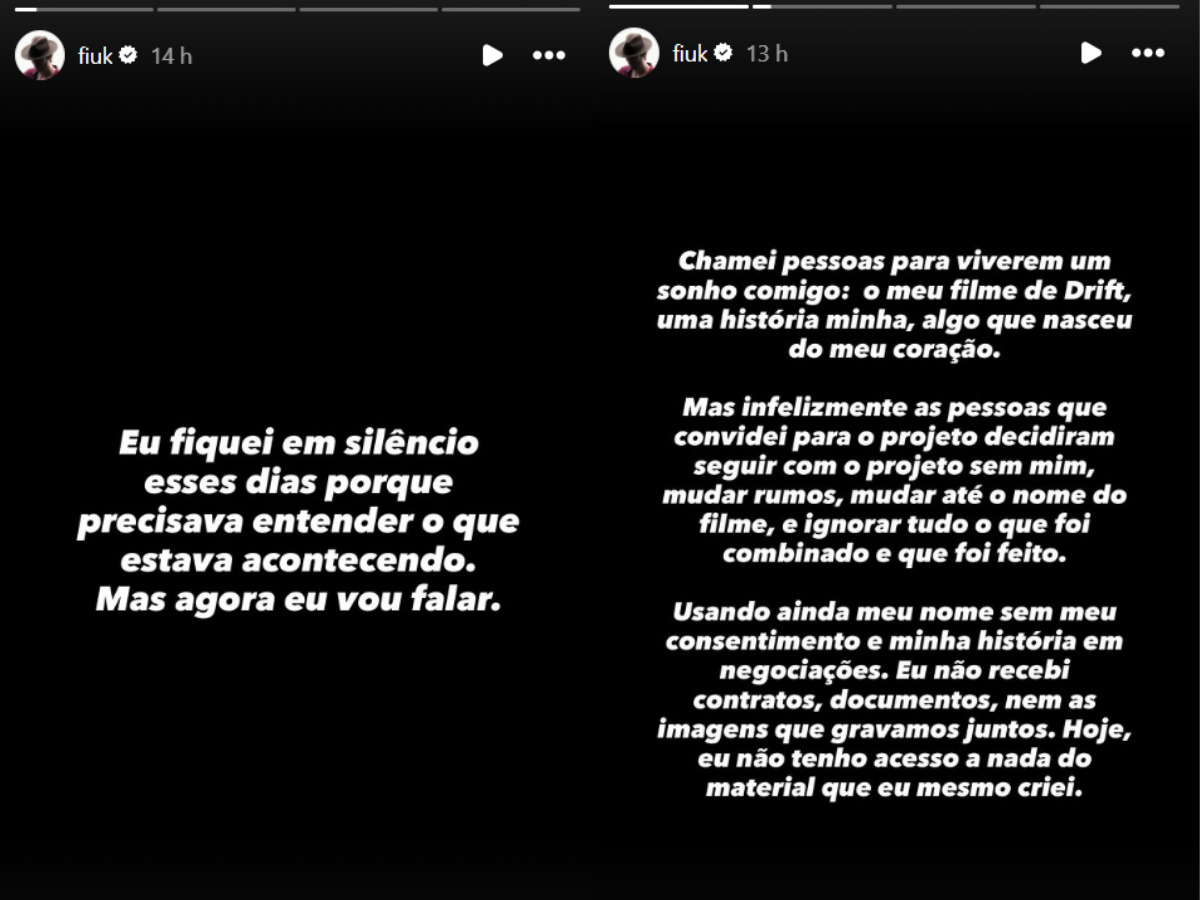 O ator Fiuk faz desabafo em suas redes