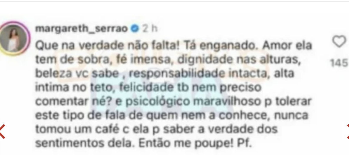 Mãe de Virgínia rebate ataques à filha nas redes sociais