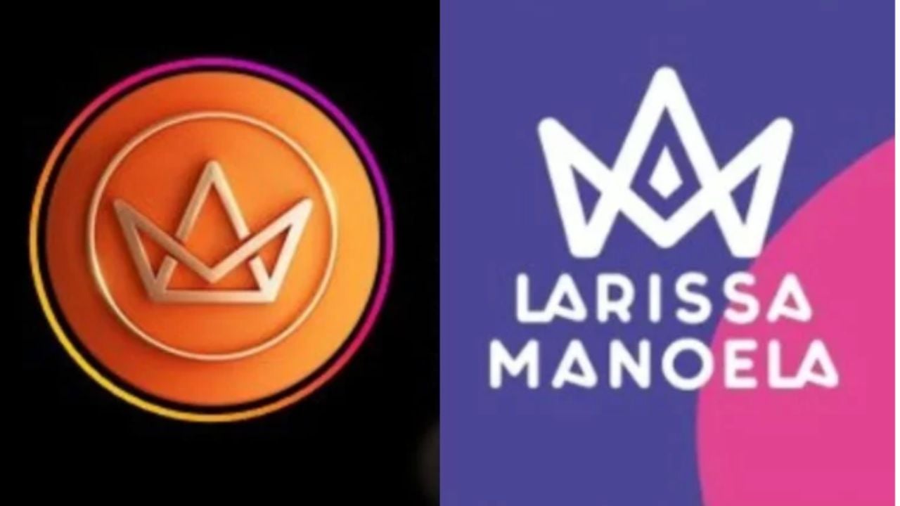Na imagem é possível ver a semelhança nas logos de Mari Maria e Larissa Manoela, ambas contam com uma coroa como icone principal. 