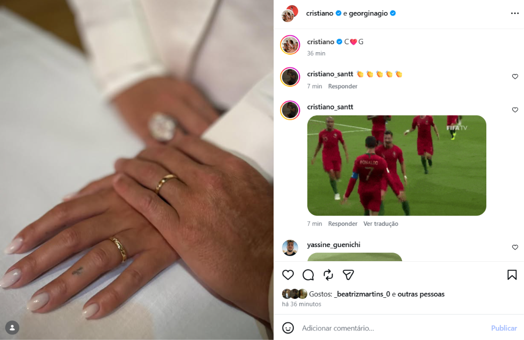 Família de Cristiano Ronaldo teria sido avisada sobre casamento com Georgina apenas 30 segundos antes Família de Cristiano Ronaldo teria sido avisada sobre casamento com Georgina apenas 30 segundos antes