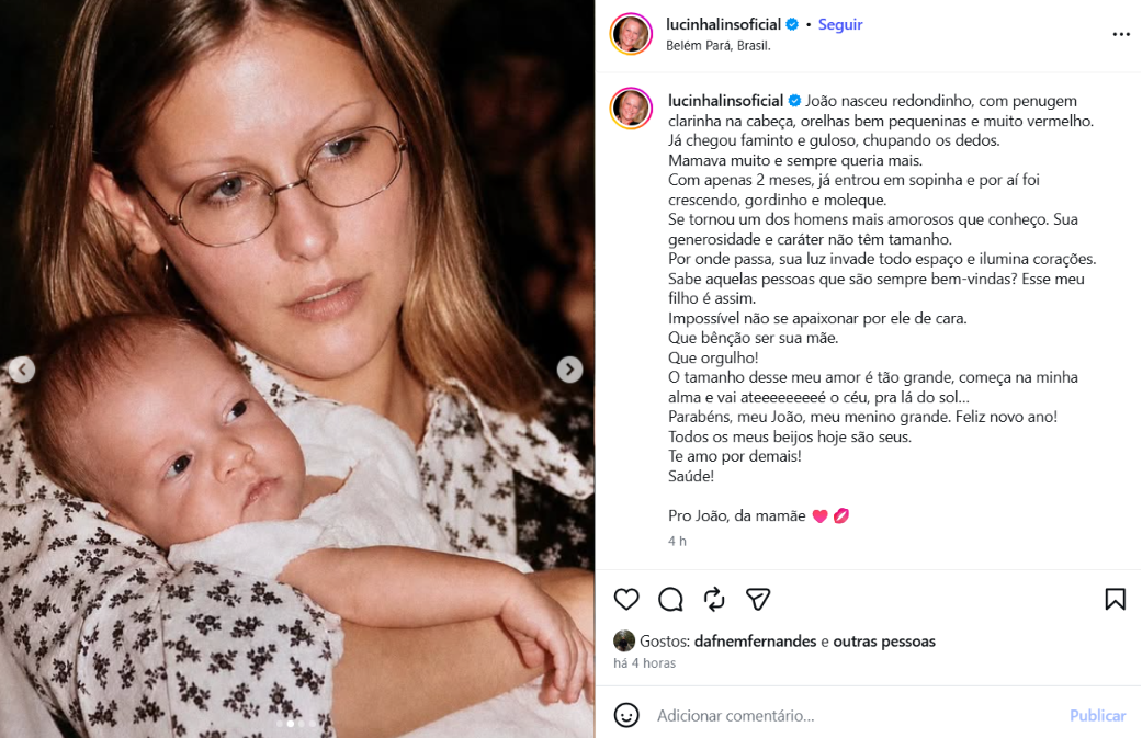 Lucinha Lins comemora o aniversário do filho João Lins com homenagem emocionante: 'Um dos homens mais amorosos que conheço' Lucinha Lins comemora o aniversário do filho João Lins com homenagem emocionante: 'Um dos homens mais amorosos que conheço'