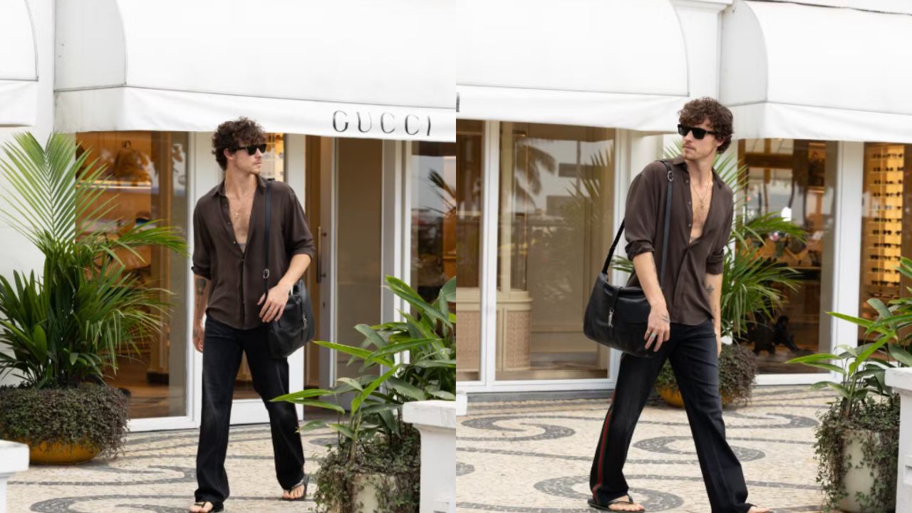 Shawn Mendes é flagrado no Rio com bolsa de R$ 23 mil e chinelo Shawn Mendes é flagrado no Rio com bolsa de R$ 23 mil e chinelo