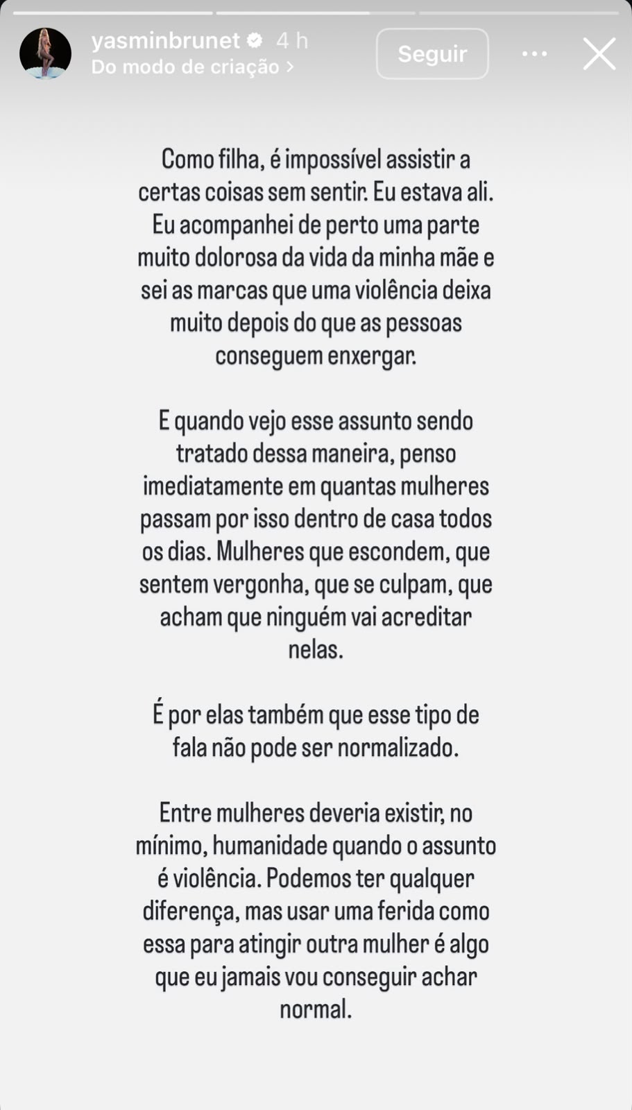 Yasmin Brunet responde à ironia de Mara Maravilha e defende a mãe: 'Não consigo normalizar'