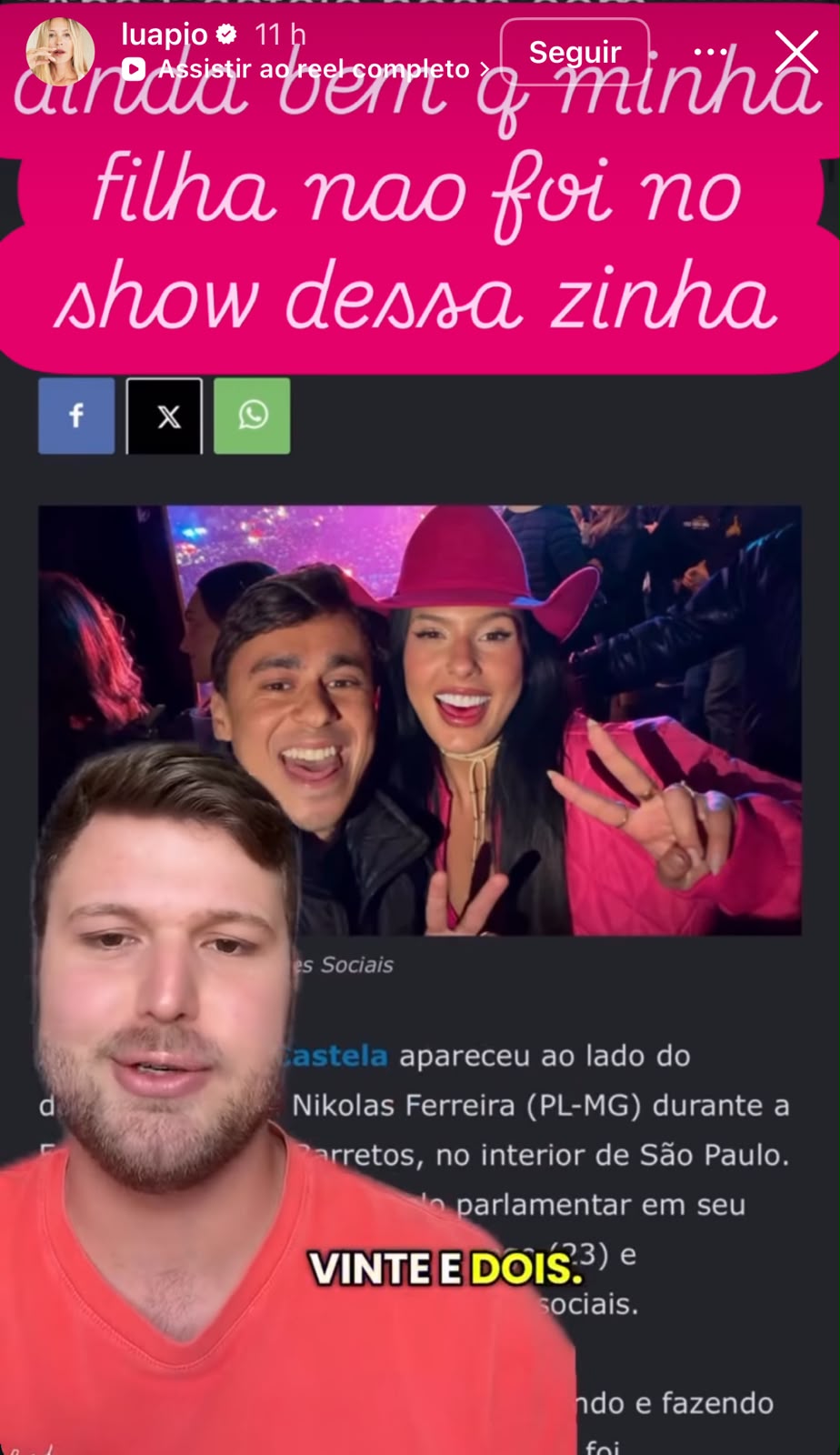 Luana Piovani critica Ana Castela após encontro com Nikolas Ferreira