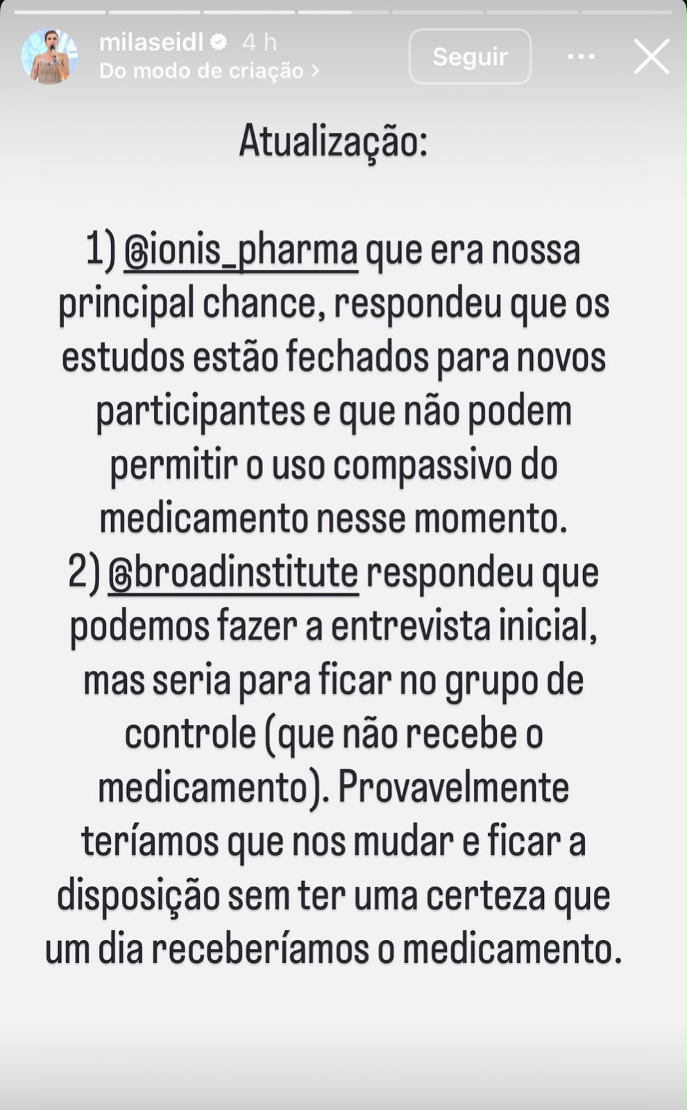 Esposa de Lito Sousa fala sobre negativa de farmacêutica para tratamento: “Estudos fechados”