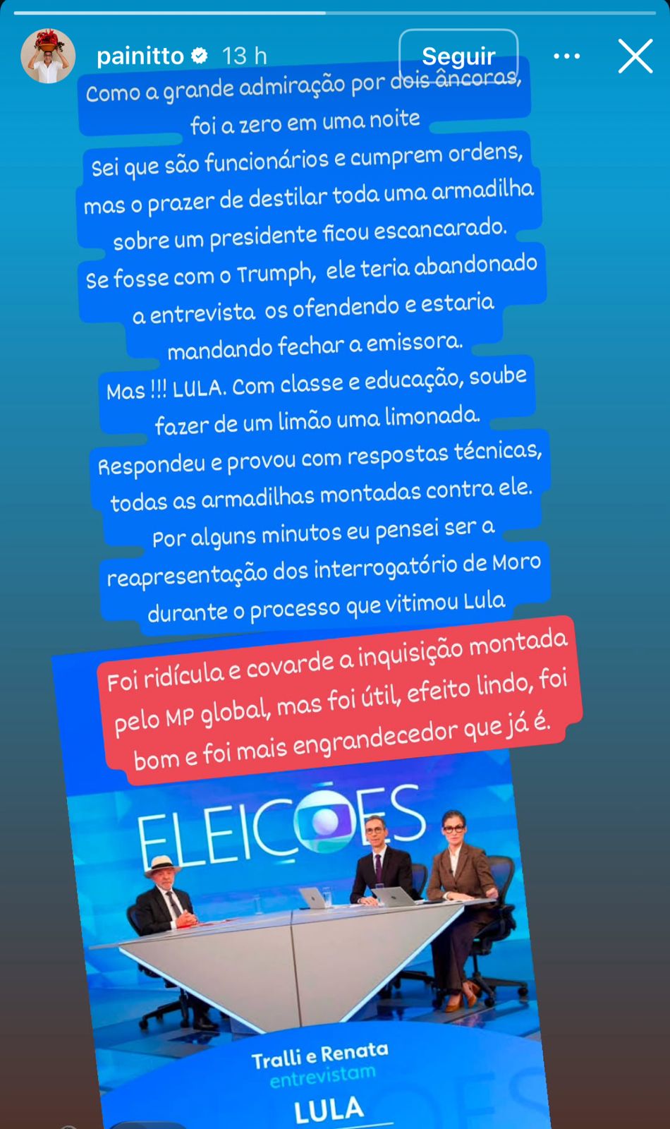 Pai de Anitta critica entrevista de Lula na Globo e fala em “armadilha” Pai de Anitta critica entrevista de Lula na Globo e fala em “armadilha”