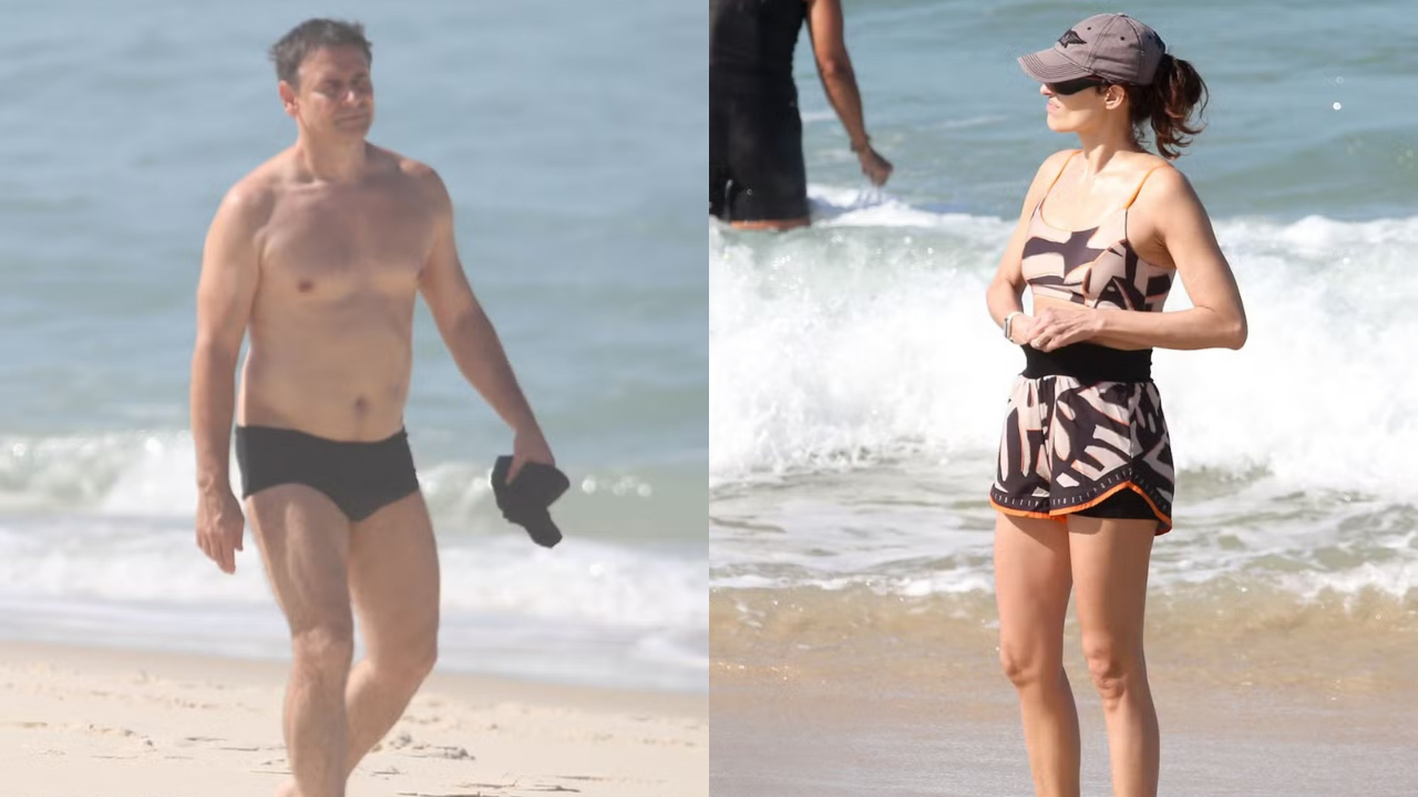 Murilo Rosa e Fernanda Tavares curtem dia de praia no Rio de Janeiro