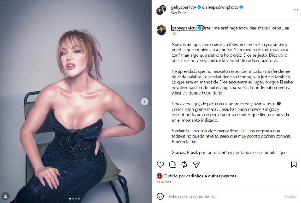 Gaby Spanic eterna ‘Usurpadora’ anuncia novo trabalho no Brasil e faz suspense sobre projeto