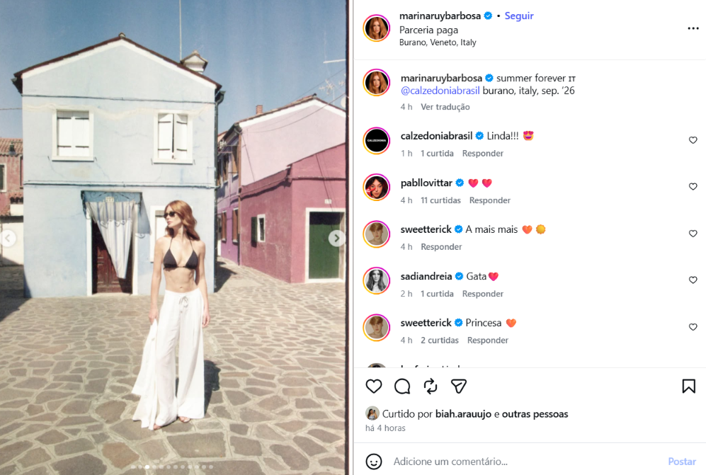Marina Ruy Barbosa aproveita Burano durante participação no Festival de Veneza e ganha elogios: 'Sempre no auge'