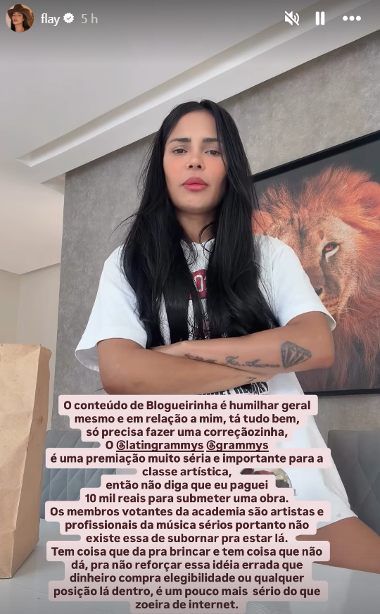Flay reage a piadas de Blogueirinha sobre Grammy Latino