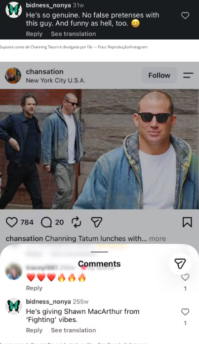 Suposta conta fake de Channing Tatum gera teoria e comentários sobre Harry Styles e Zoë Kravitz Suposta conta fake de Channing Tatum gera teoria e comentários sobre Harry Styles e Zoë Kravitz