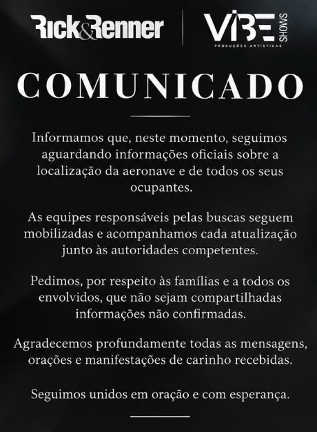 Após desaparecimento de Rick, equipe se manifesta e pede respeito Após desaparecimento de Rick, equipe se manifesta e pede respeito