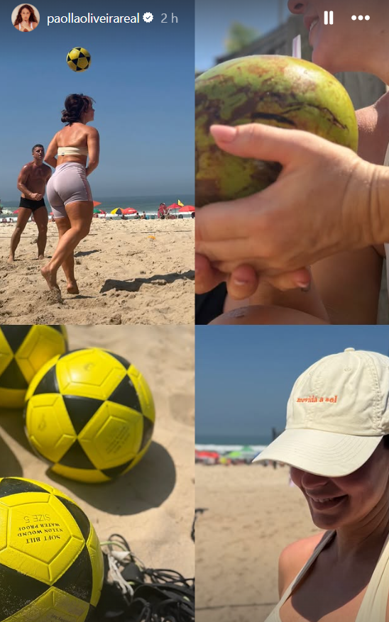 Paolla Oliveira joga futevôlei em praia carioca após anúncio como rainha da Imperatriz