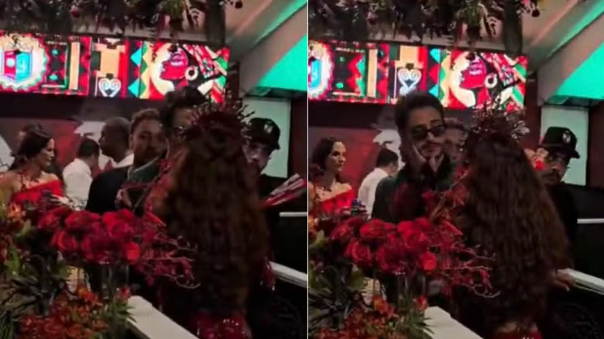 Anitta dá beijão em Danilo Mesquita durante evento da Grande Rio e diverte ao limpar o rosto do ator; veja