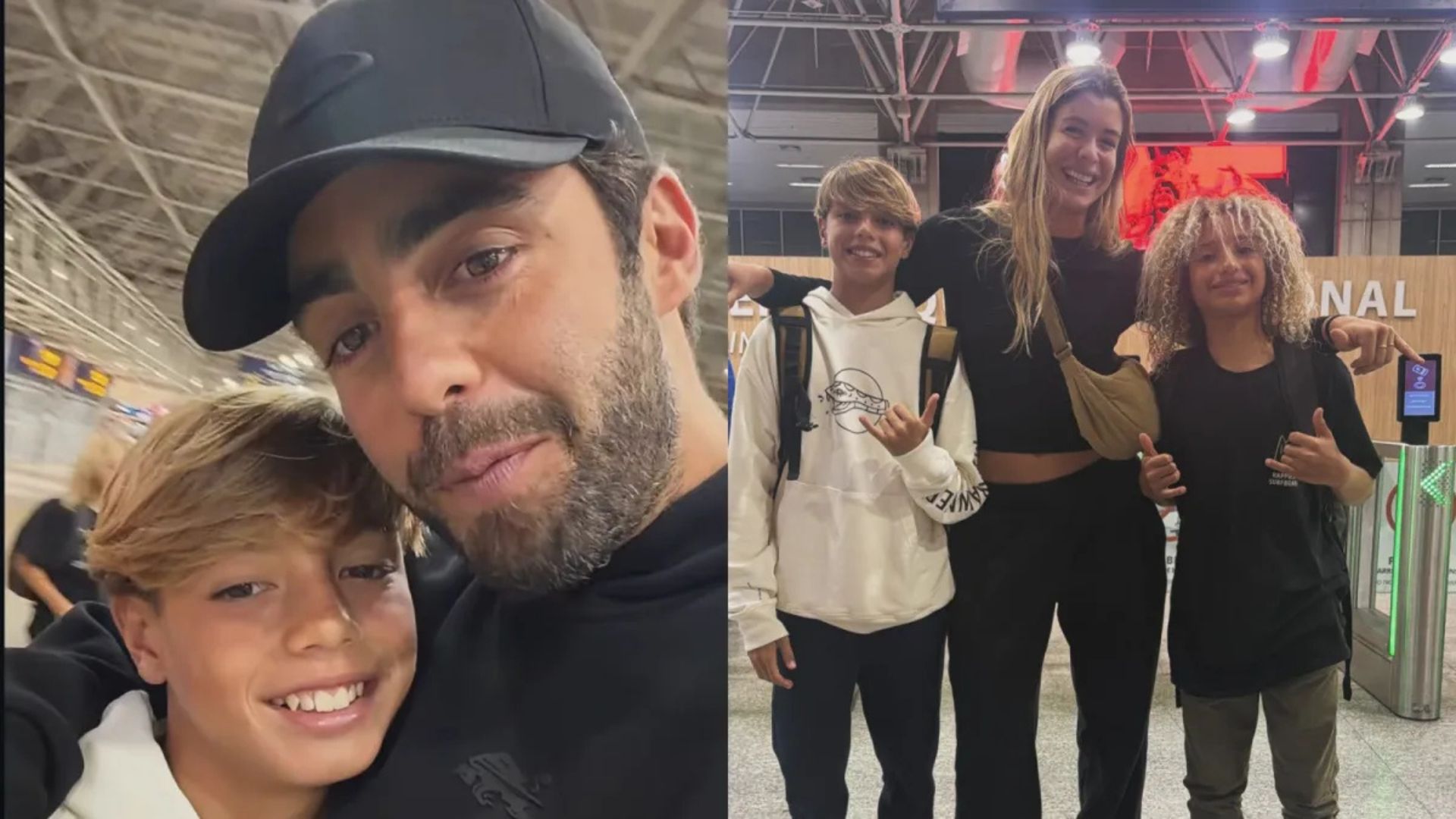 Pedro Scooby se despede de filho mais velho no aeroporto, que embarca sozinho rumo às Maldivas