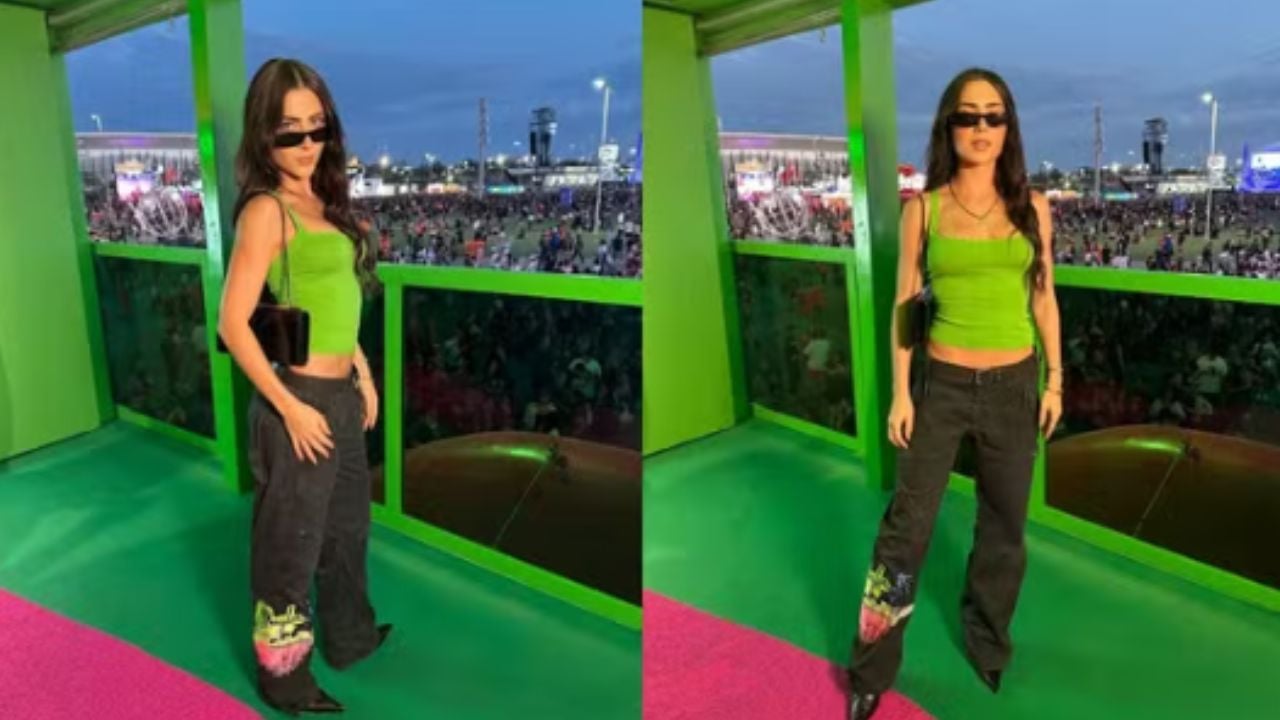 Jade Picon aposta em look de cintura baixa e comenta umbigo à mostra